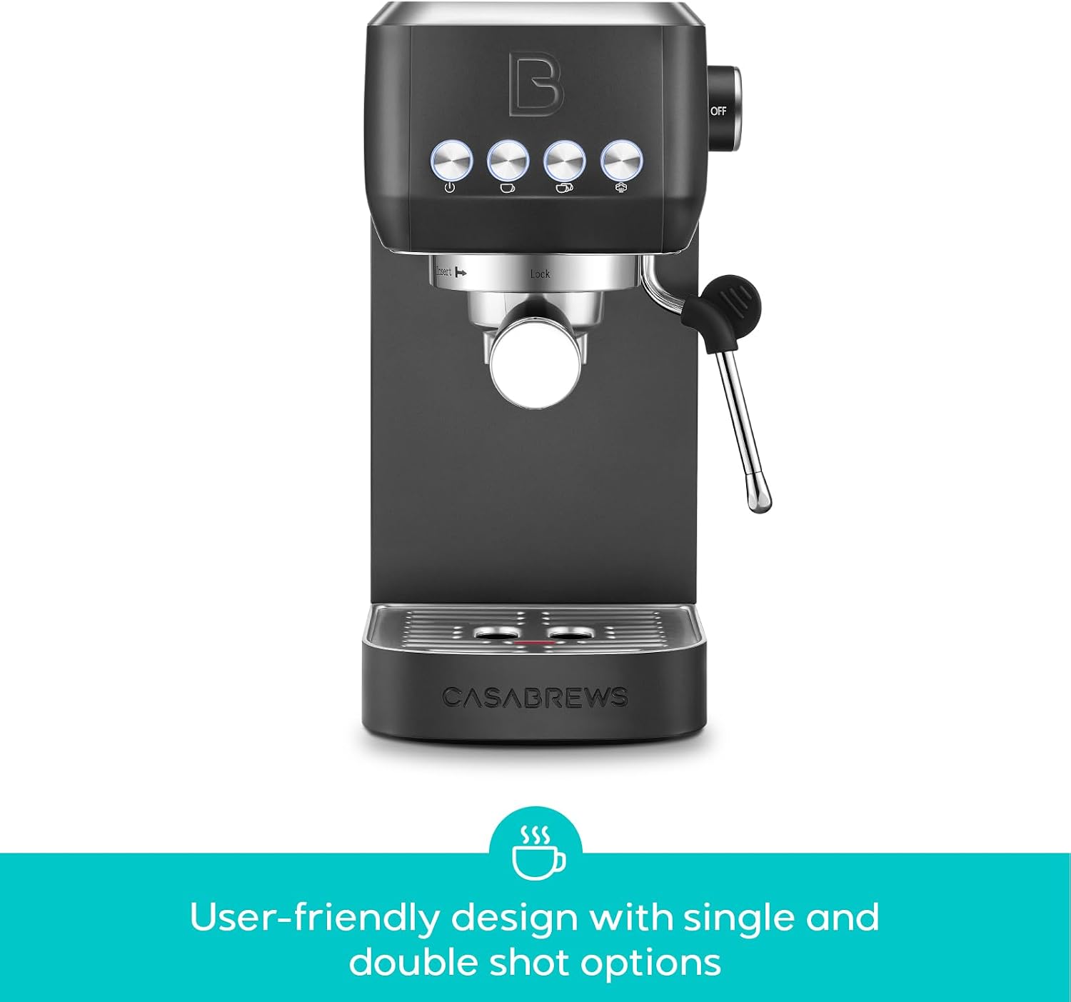 CASABREWS 3700 Essential Espresso Machine 20 Bar, Professional Espresso Coffee Machine with Steam Milk Frother, Coffee Maker Cappuccino Latte Machine with 43.9oz Removable Water Tank, Black