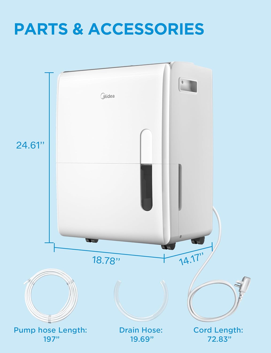 Midea 5,500 Sq. Ft Dehumidifier for Basement, 60 Pint dehumidifier with pump, APP & Alexa Smart Control, 2.64 Gallon Water Tank, Intelligent Humidity Control, Ideal for Home, Basement, Garage