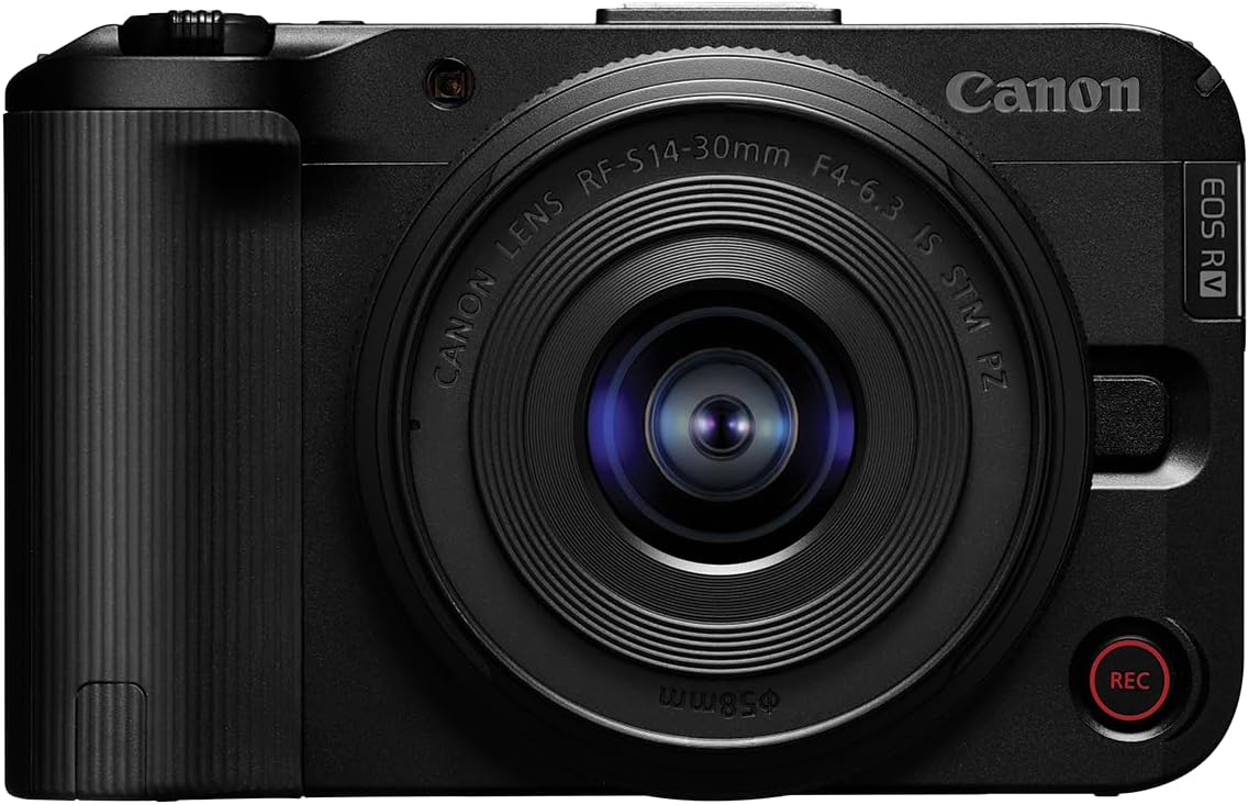 Canon EOS R50 V Mirrorless Camera with RF-S14-30mm F4-6.3 is STM PZ Lens, APS-C Sensor, 24.2 Megapixels, Ultra-Wide Zoom, Fast Autofocus, Vlogging and Live Streaming Kit for Content Creators, Black