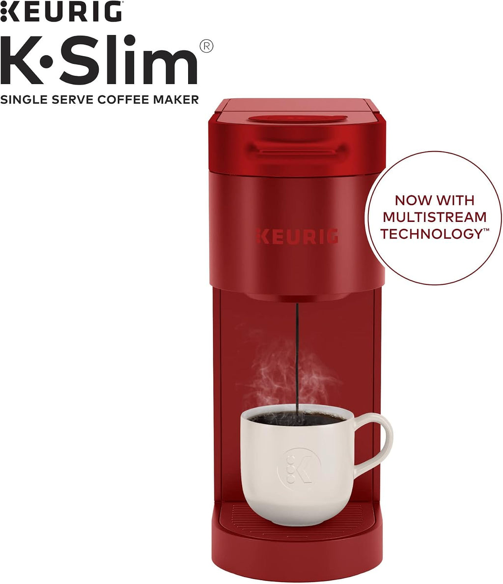 Keurig K-Slim Coffee Maker, Single Serve K-Cup Pod Coffee Brewer, Scarlet Red & 3-Month Brewer Maintenance Kit, Compatible Classic/1.0 & 2.0 K-Cup Coffee Makers, 7 Count