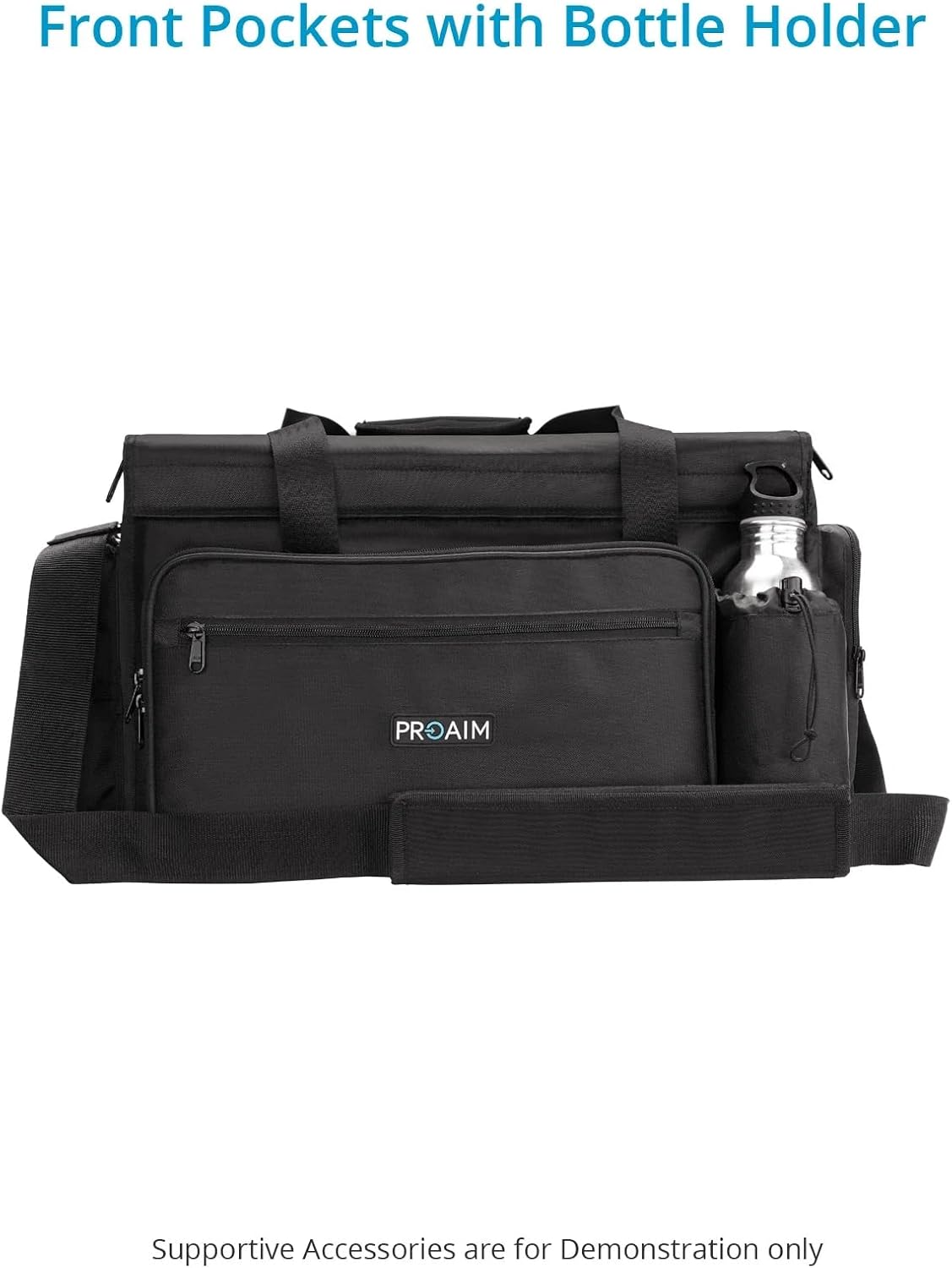 PROAIM Cine Cube Bag for Camera Gear, Photographer, Videographer Videomakers. Solid & Spacious, Removable Pouches, 4 Clear Pockets & Back Slate Pocket. Bottle Holder, Waterproof + Sling (P-CBCC-01)