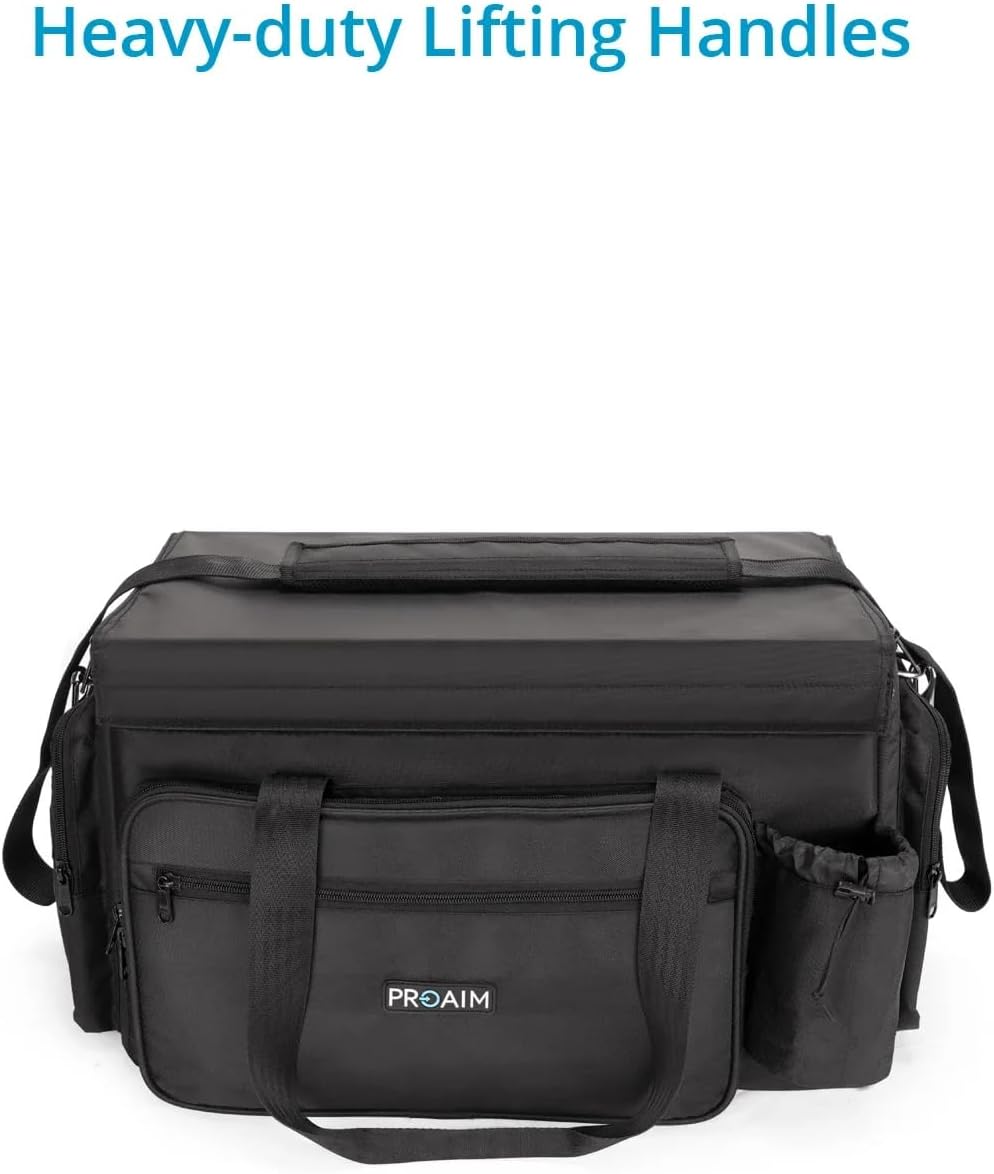 PROAIM Cine Cube Bag for Camera Gear, Photographer, Videographer Videomakers. Solid & Spacious, Removable Pouches, 4 Clear Pockets & Back Slate Pocket. Bottle Holder, Waterproof + Sling (P-CBCC-01)