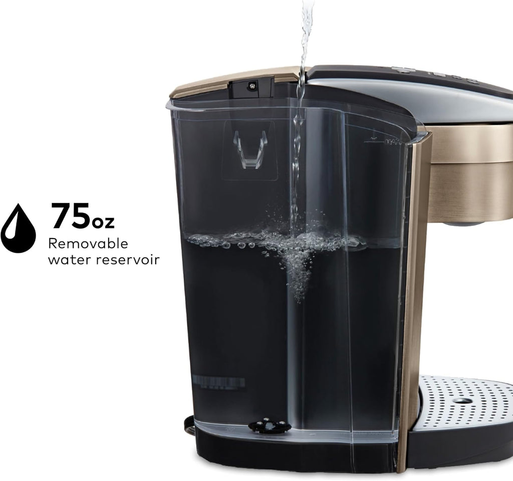 Keurig K-Elite Single Serve K-Cup Pod Coffee Maker, with Strength and Temperature Control, Iced Coffee Capability, 8 to 12oz Brew Size, Programmable, Brushed Gold
