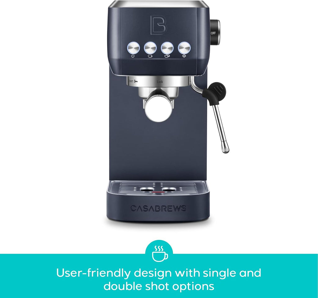 CASABREWS 3700 Essential Espresso Machine 20 Bar, Stainless Steel Coffee Maker with Steam Frother, Cappuccino & Latte Machine, 43.9oz Water Tank, Sapphire Blue