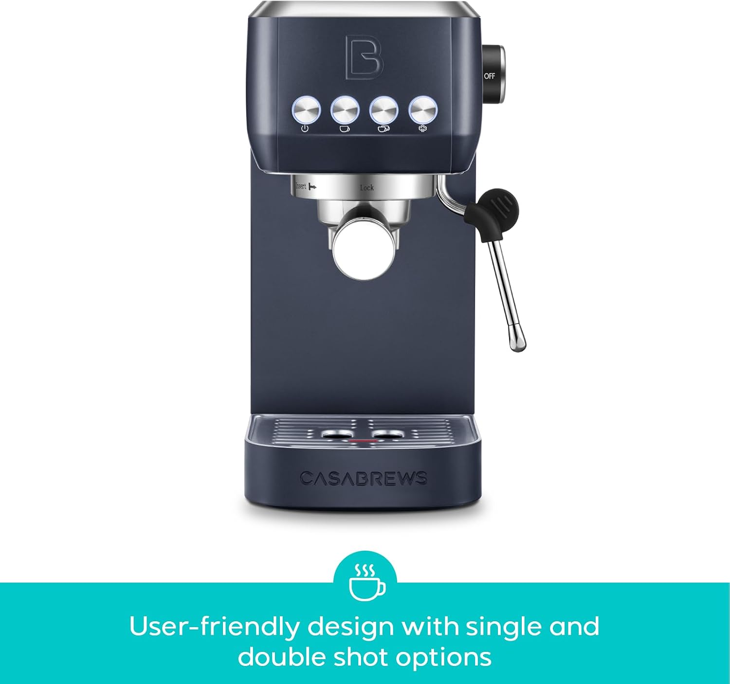 CASABREWS 3700 Essential Espresso Machine 20 Bar, Stainless Steel Coffee Maker with Steam Frother, Cappuccino & Latte Machine, 43.9oz Water Tank, Sapphire Blue