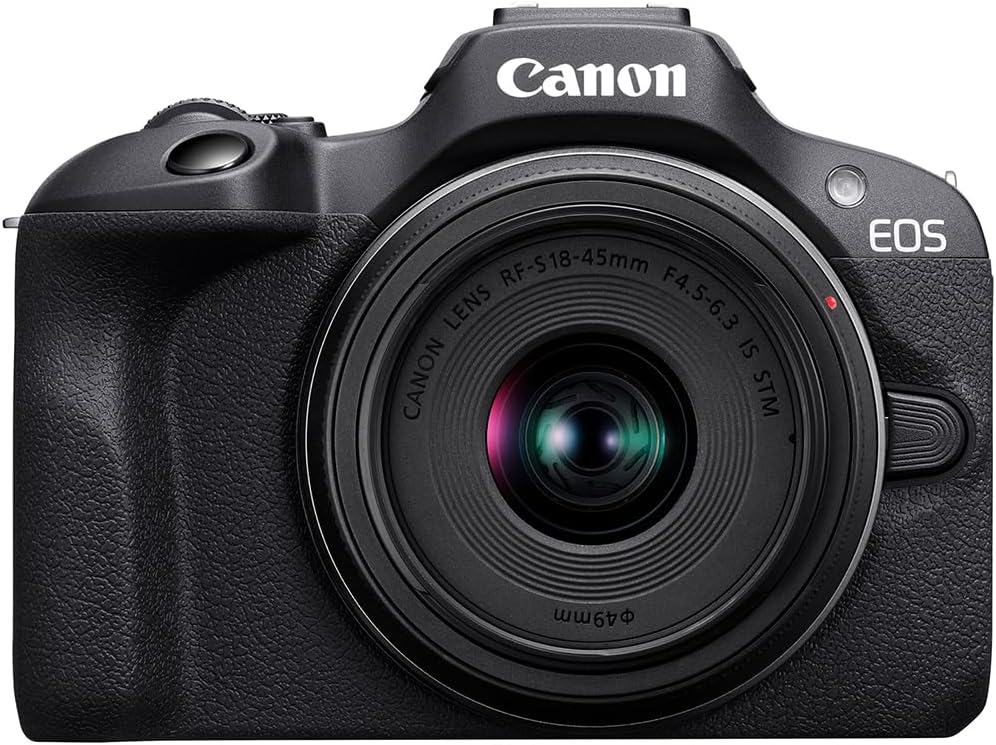 Canon EOS R100 Mirrorless Camera Two Lens Bundle 24.1MP 4K APS-C Beginner Camera Kit with RF-S 18-45mm + RF 75-300mm Lenses, 64GB Memory Card & Photo Editing Software