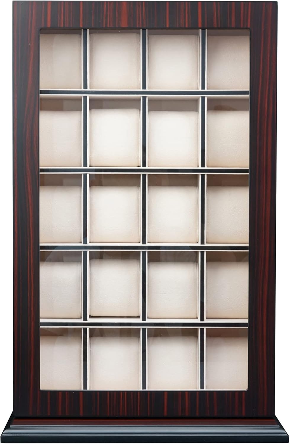 TIMELYBUYS 20 Piece Ebony Wood Watch Display Wall Hanging Case and Storage Organizer Box and Stand for Oversized Watches