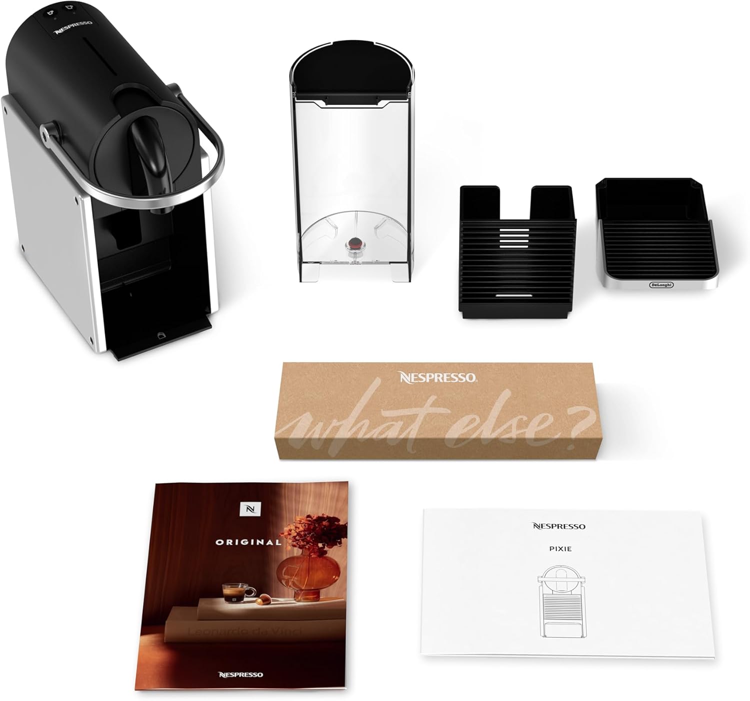 De′Longhi Nespresso Pixie EN127.S, Fully Automatic Coffee Machine, One-Button Coffee Machine with Multi-Function, Welcome Set Included, Compact Design, 19 Bar Pressure, 1260W, Silver