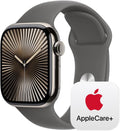 Apple Watch Series 10 [GPS + Cellular 42mm] with Natural Titanium Case with Stone Grey Sport Band - S/M. Fitness Tracker, ECG App, Always-On Retina Display, Water Resistant with AppleCare+ (2 Years)