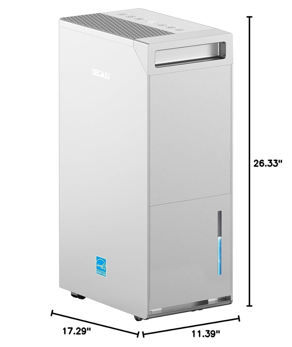 5000 Sq.Ft Energy Star Most Efficient 2024 Dehumidifier,DECIUU Max 100 Pint Dehumidifier for Basement with Drain Hose,Intelligent Humidity Control for Home Bathroom Garage Bedroom