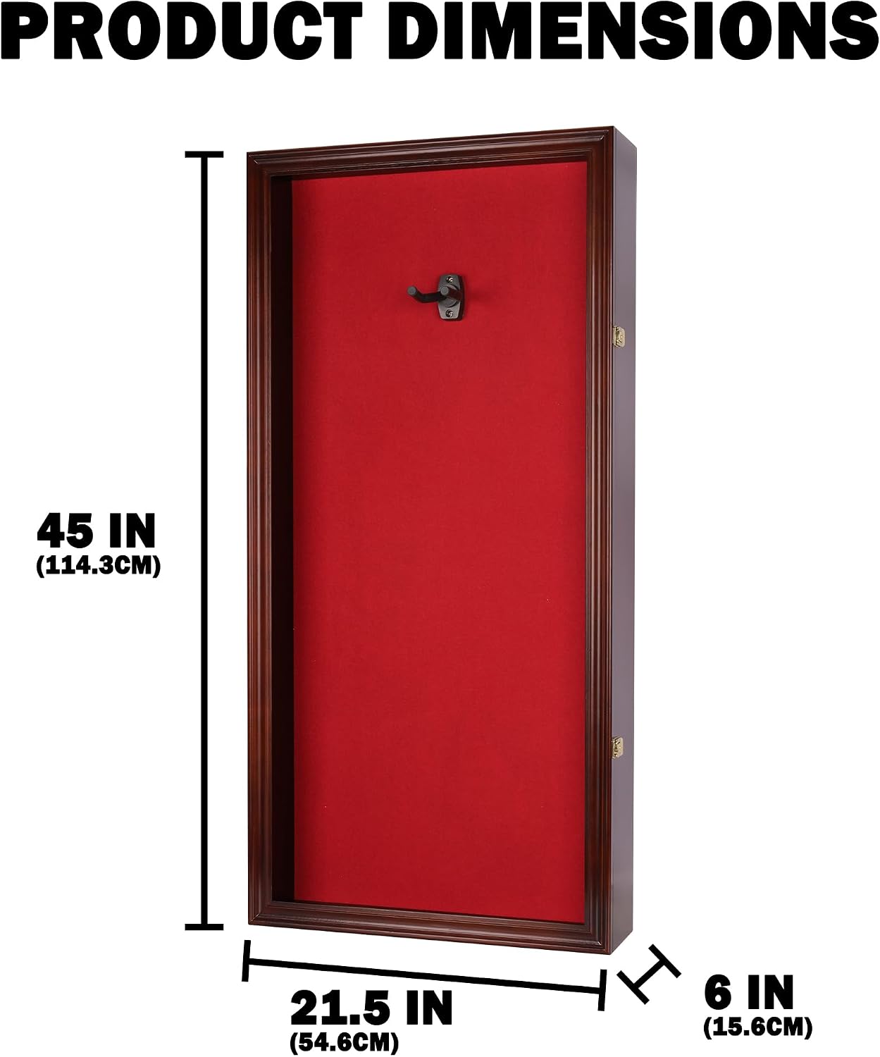 DisplayGifts 45' Acoustic Guitar Display Case Cabinet Wall Mountable Guitar Case Frame Fits Most Guitars 98% UV Protection Red Felt Interior Mahogany Finish