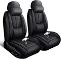 Car Seat Covers 2 Seats Fit for Mitsubishi Montero 1999-2005,Waterproof Leather Seat Covers,Airbag Compatible,Car Seat Protectors Interior Sets(2PCS with Pillows,Black)