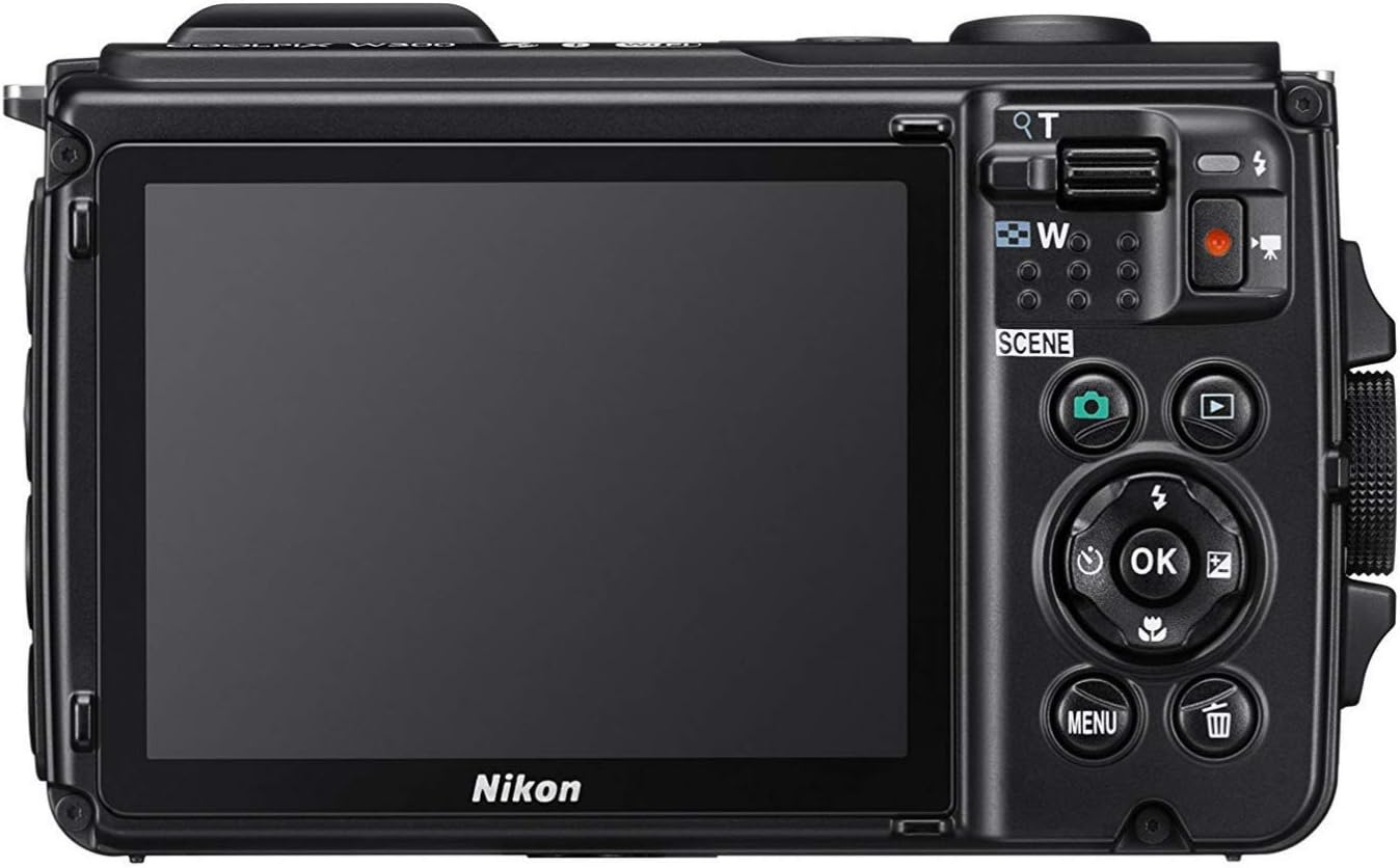 Nikon W300 Waterproof Underwater Digital Camera with TFT LCD, 3', Black (26523)
