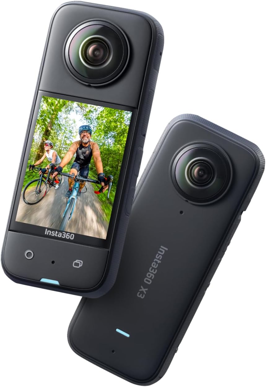 Insta360 X3-360 Action Camera with 5.7K 360 Active HDR Video, 4K Single-Lens Camera, Waterproof, FlowState Stabilization, 2.29' Touchscreen, AI Editing, for Motorcycle, Wintersports and Vlogging
