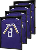Large Lockable Jersey Frame Display Case Wall Mount, T-Shirt Shadow Box with Clear UV-Protective Acrylic, Hangers Linen Backing for Football, Basketball, Baseball