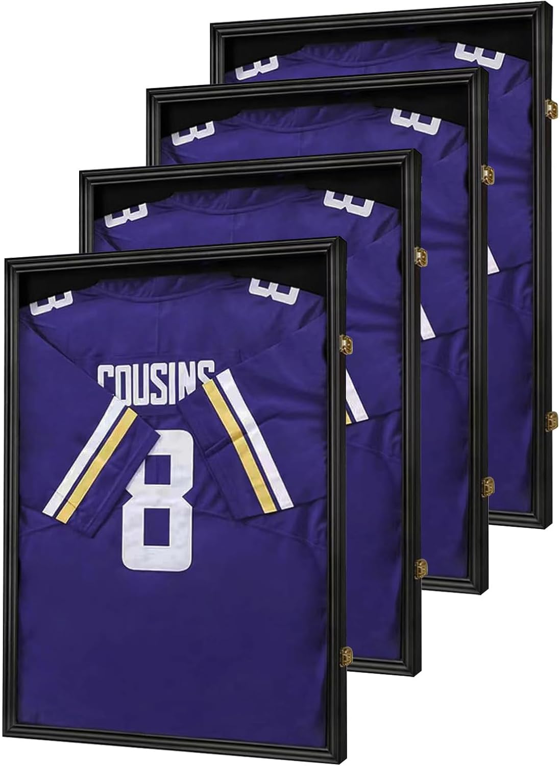 Large Lockable Jersey Frame Display Case Wall Mount, T-Shirt Shadow Box with Clear UV-Protective Acrylic, Hangers Linen Backing for Football, Basketball, Baseball