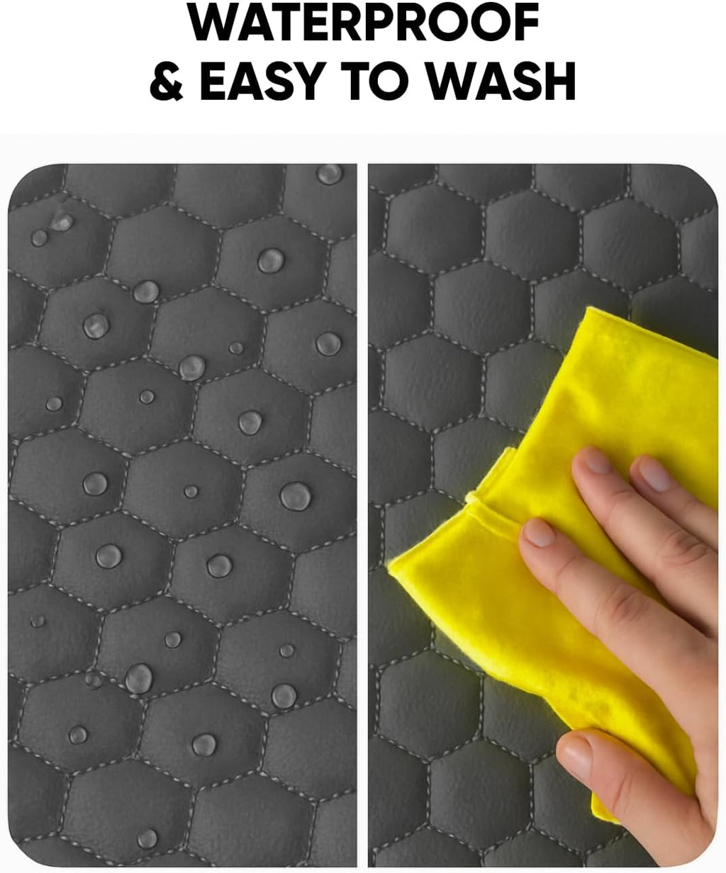 Owleys Kick Mat Back Seat Protector - Car Back Seat Cover for Kids Feet - Waterproof & Sturdy Protector for Upholstery from Dirt, Mud, Scratches and Stain (Gray Set)