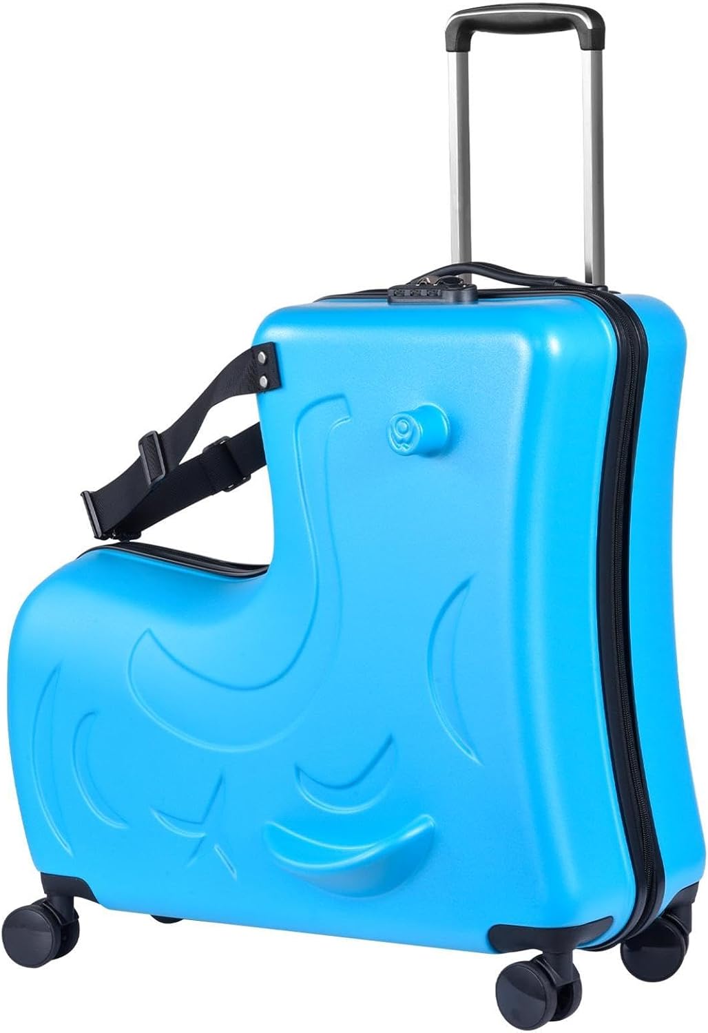 24 Inch Kids Ride On Travel Suitcase, Rolling Luggage with Wheels Carry Trolley Luggages with Password Lock, Children's Ride On Trolley for Children's Day Gift, Festival Gift (Blue)