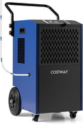 COSTWAY 154 Pints Commercial Dehumidifier with Pump, Portable Industrial Heavy Duty Large Dehumidifier with Drain Hoses for Basements, Job Sites (Blue, 16' x 16' x 31.5')
