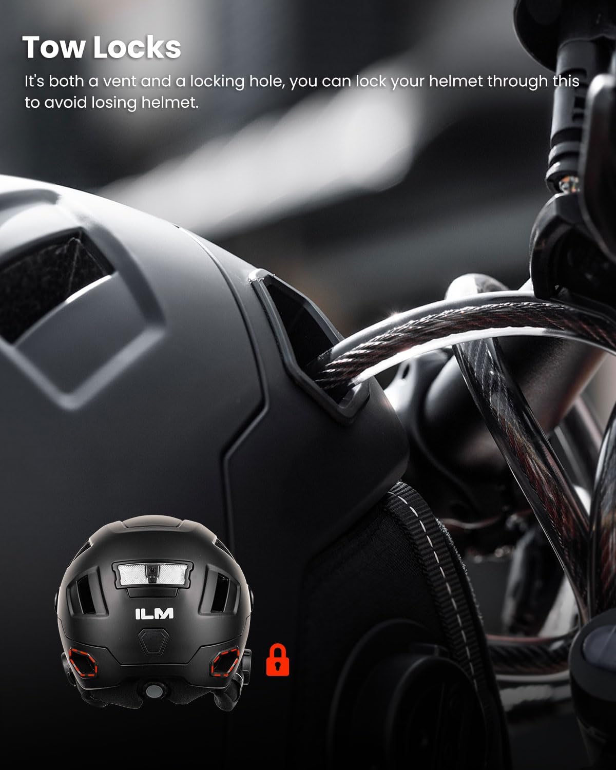 ILM Smart Adult Bike Helmet with Automatic G-Sensor Turn Signal & Brake Warning LED Light Control Road Cycling Helmet E3-12LS