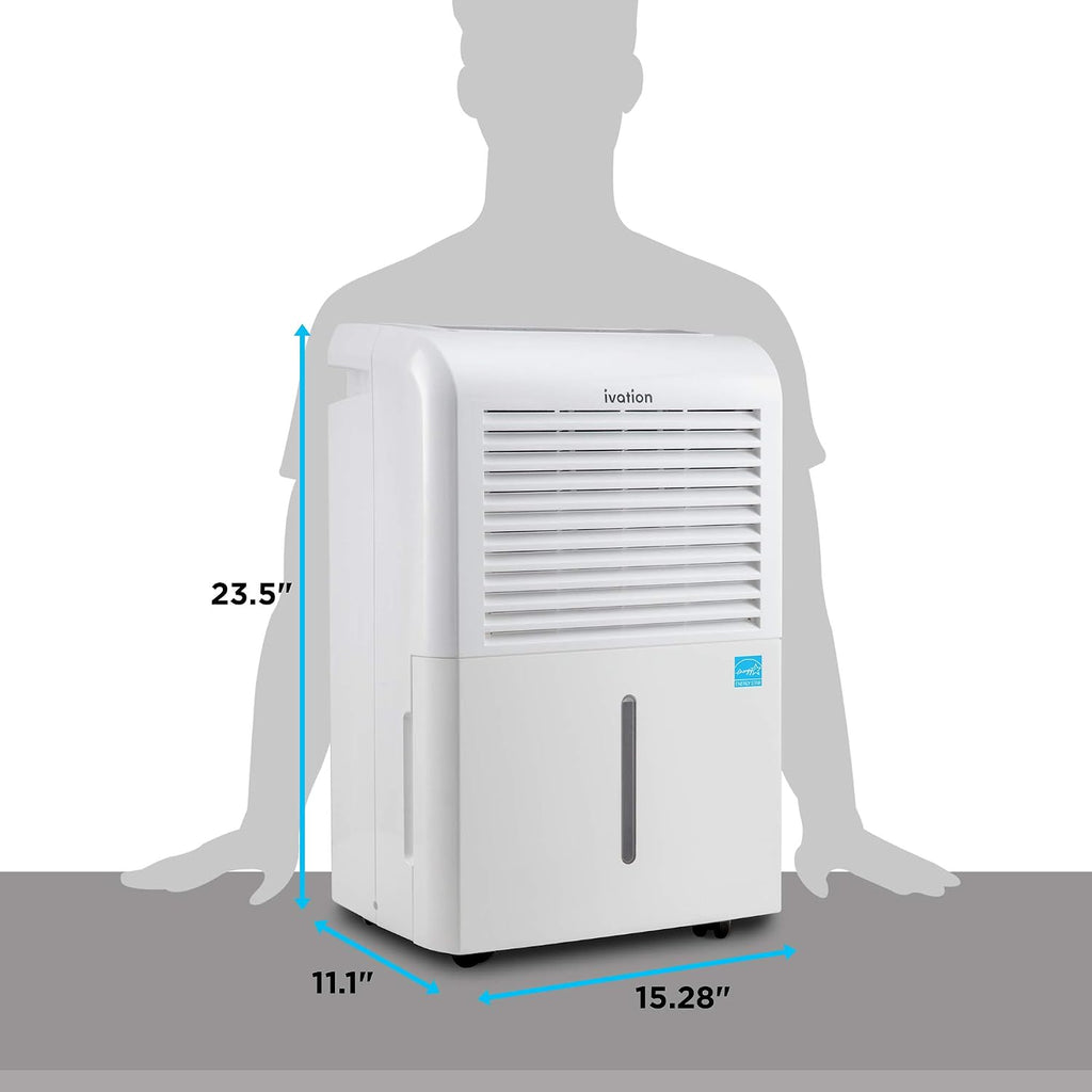 Ivation 4,500 Sq Ft Smart Wi-Fi Energy Star Dehumidifier with App, Continuous Drain Hose Connector, Programmable Humidity, 2.25 Gal Reservoir for Medium and Large Rooms (4,500 Sq Ft With Pump)
