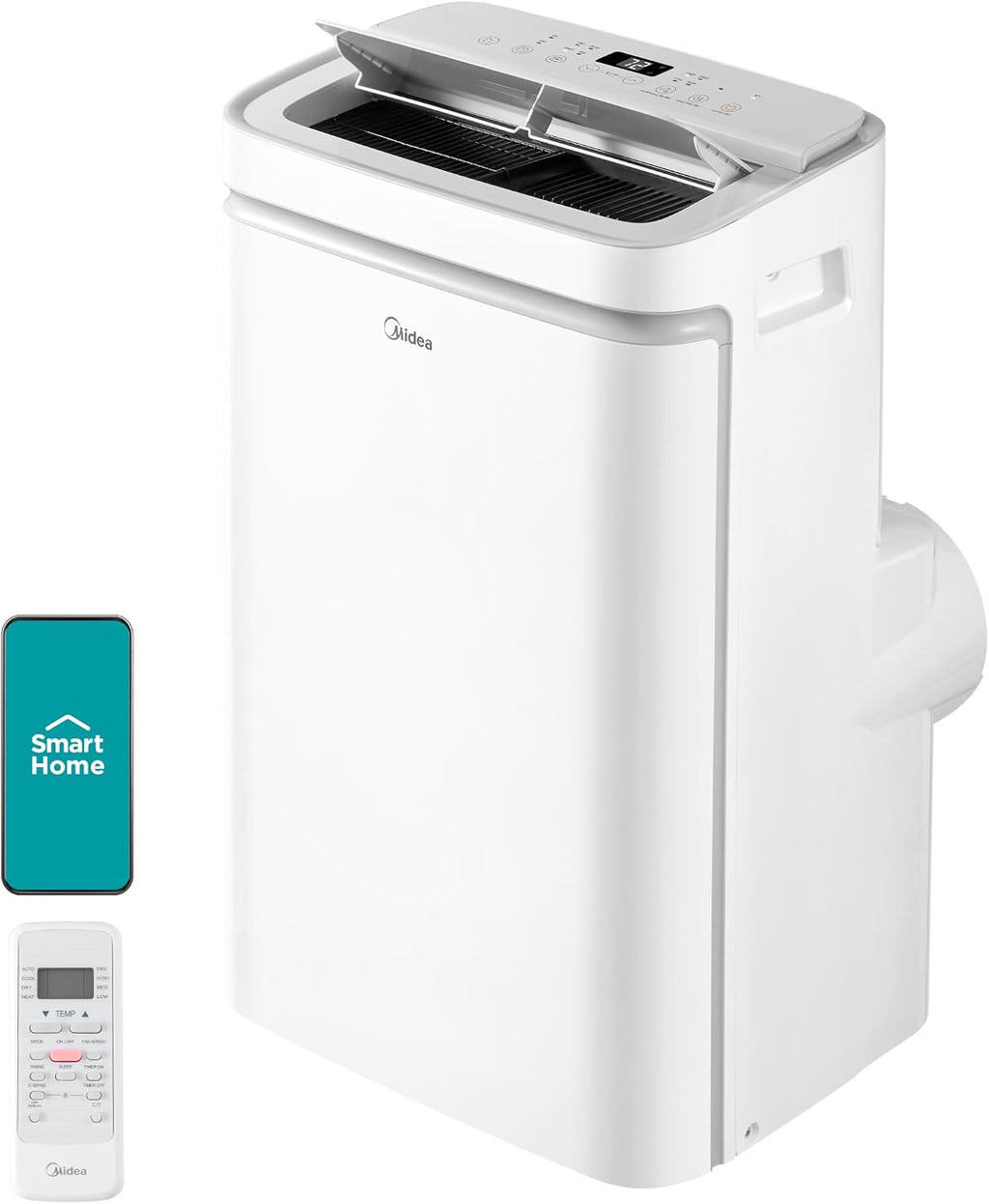 Midea 14,000 BTU ASHRAE (10,000 BTU SACC) Portable Air Conditioner, Cools up to 450 Sq.Ft., with Dehumidifier&Fan mode&Heat, Control with Remote, Amazon Alexa&Google Assistant, Easy-to-use and Instal