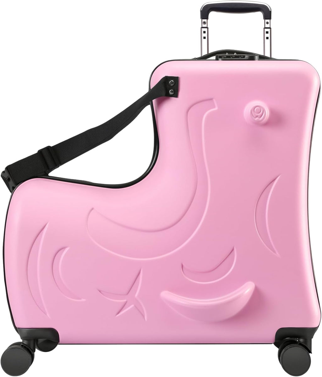 Toddler Luggage Ride On Suitcase for Kids with 4 Spinner wheels, Hardside Travel Luggage for Boys and Girls Ages 2-12 (Sweet Pink, 25-Inch Versatile Checked)