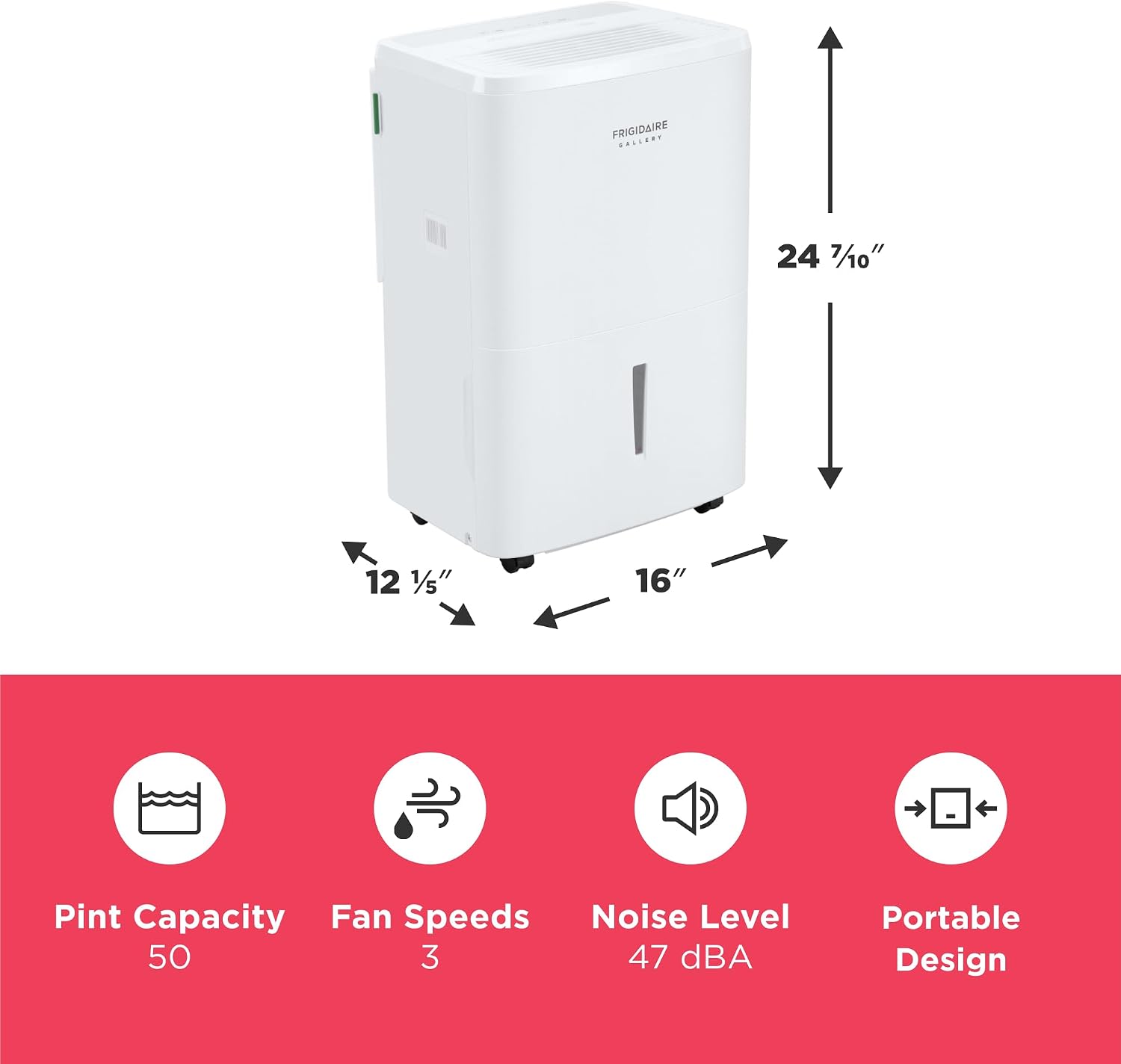 Frigidaire Gallery 2-in-1 35-Pint Dehumidifier with Wi-Fi, Air Quality Monitoring for Small/Medium/Large Rooms & Basements, Custom Humidity Control, Auto Shut Off, White