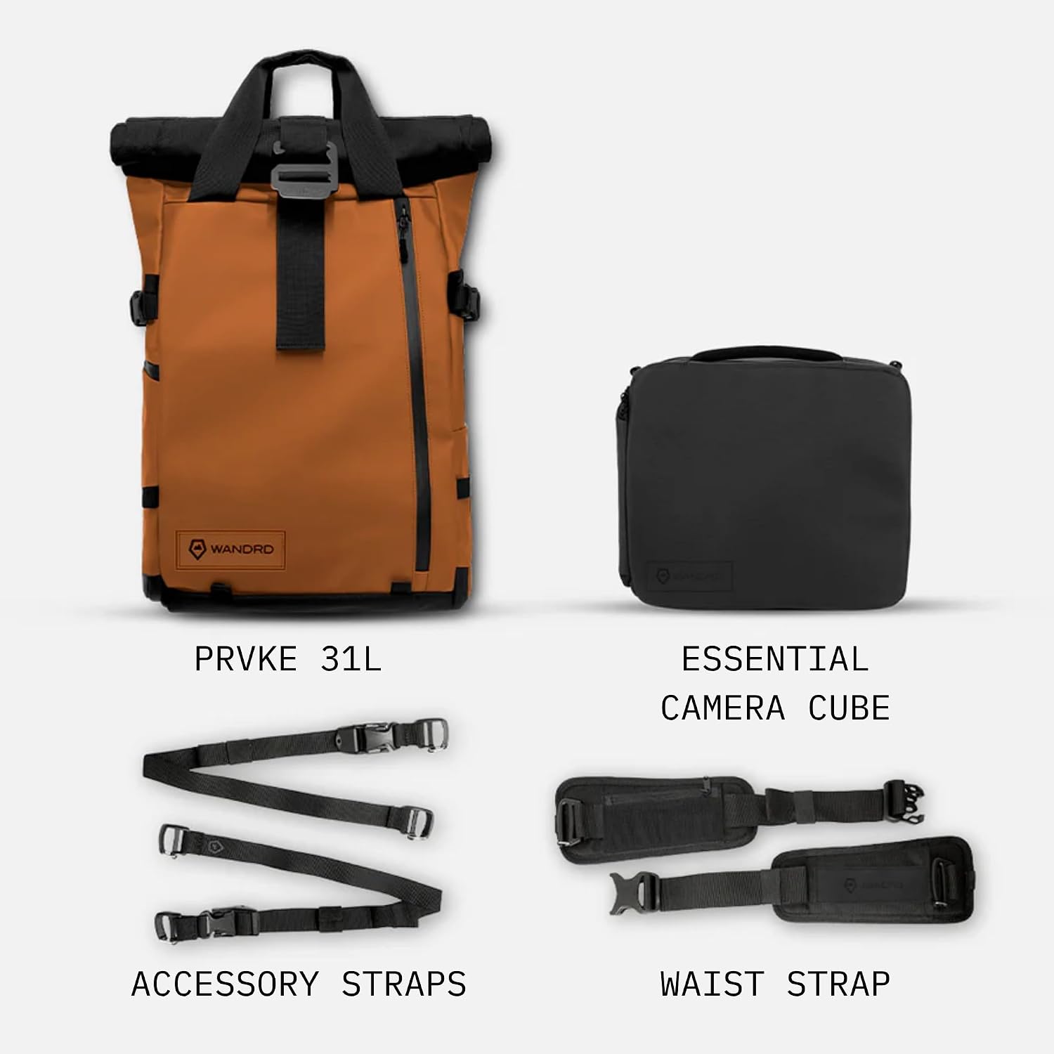 WANDRD PRVKE 31L Photography Bundle: Weather-Resistant Travel & Camera Backpack with Laptop Sleeve, Quick Side Access, Clamshell Opening – Ideal Photography & Travel Bag (Sedona Orange)