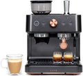 Café Bellissimo Semi Automatic Espresso Machine with Grinder & Milk Frother | Copper Accents | WiFi App Control | Large 95oz Tank | Matte Black