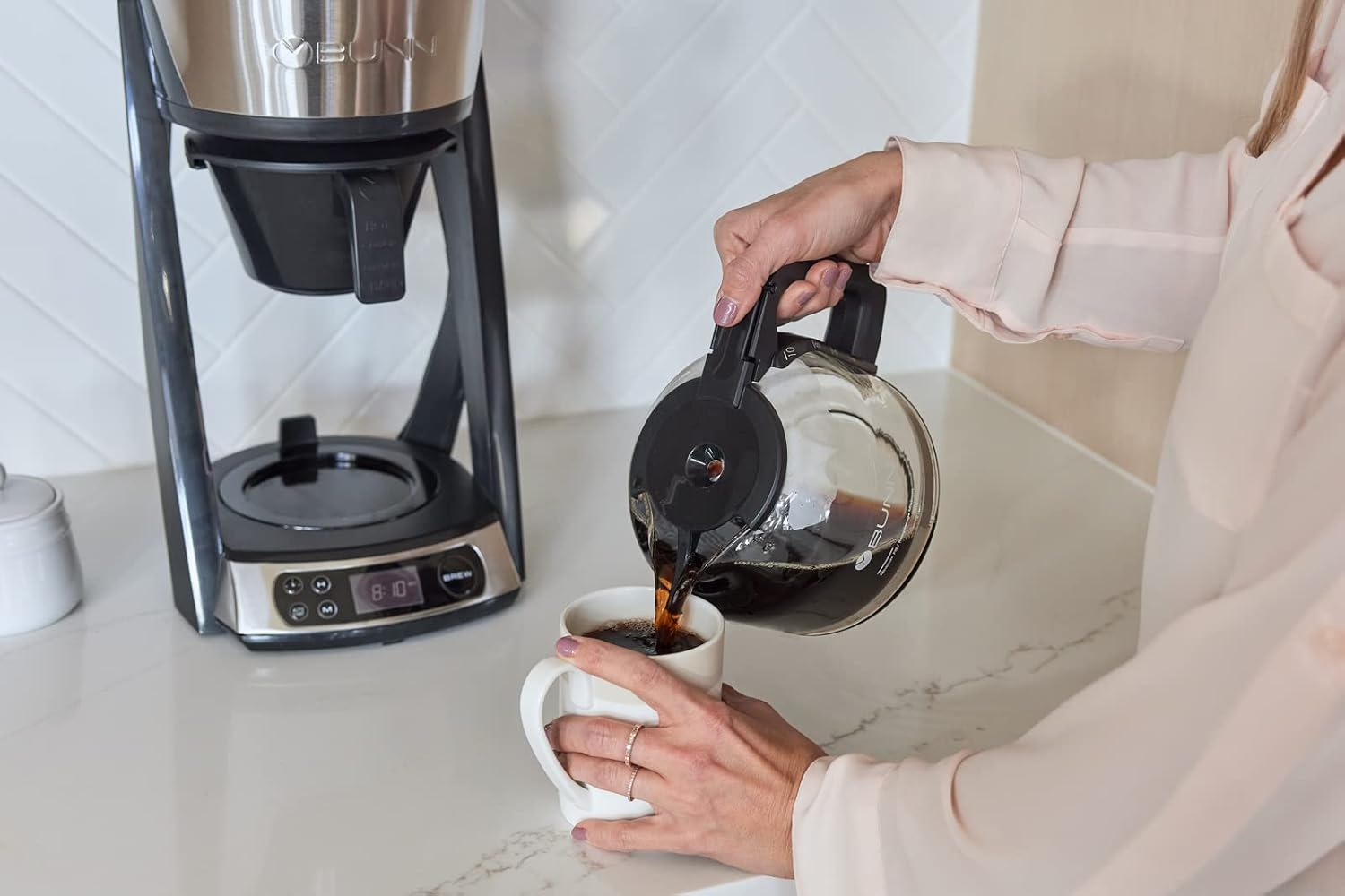 BUNN HB Heat N Brew Programmable Coffee Maker, 10 cup, Stainless Steel, 46500.0003