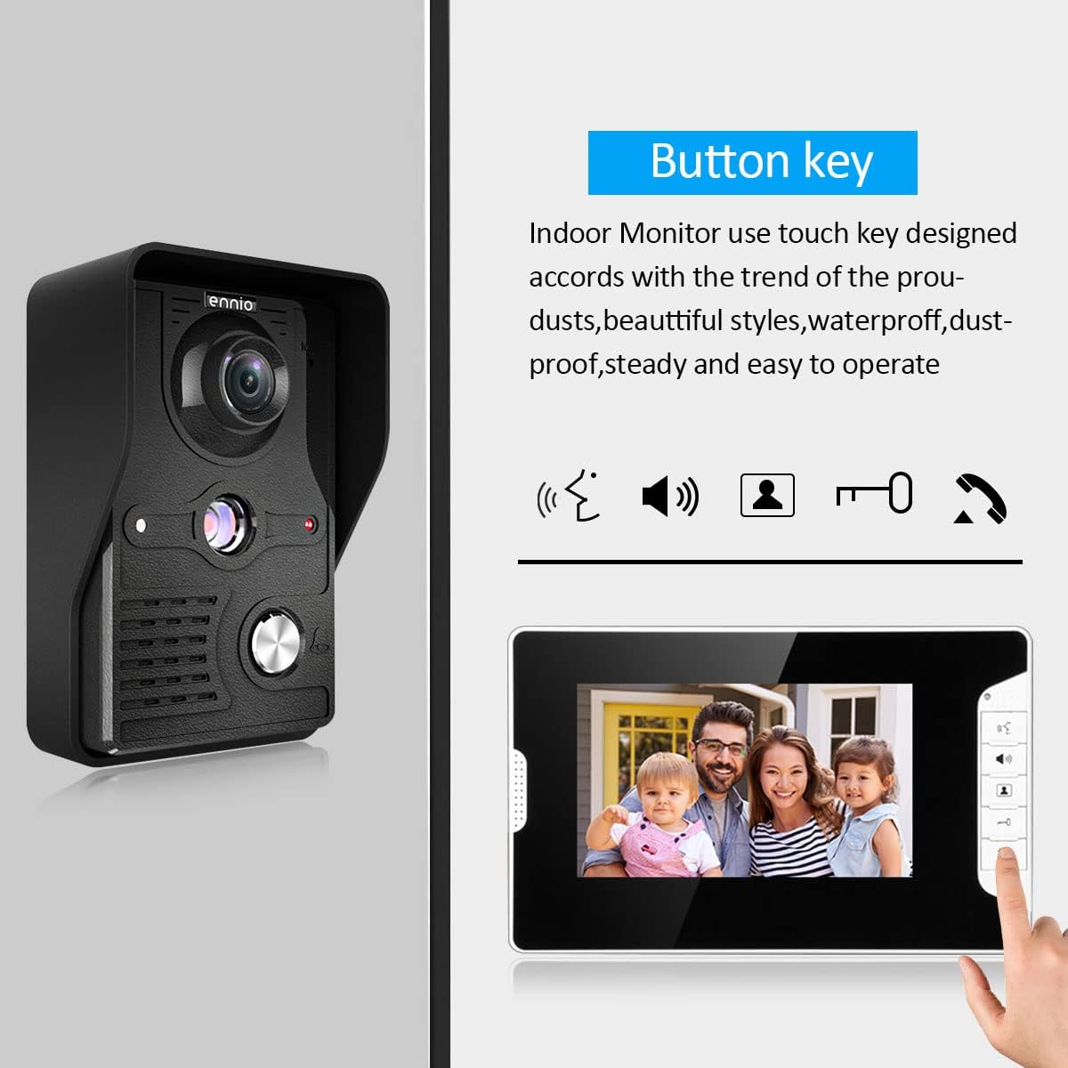 Wired Video Intercom Doorbell System 7 Inches LCD Monitor Video Door Phone Kits Support Monitoring, Unlock, Dual-Way Door Intercom Indoor Outdoor for Villa Home (1 Camera 2 Monitor)