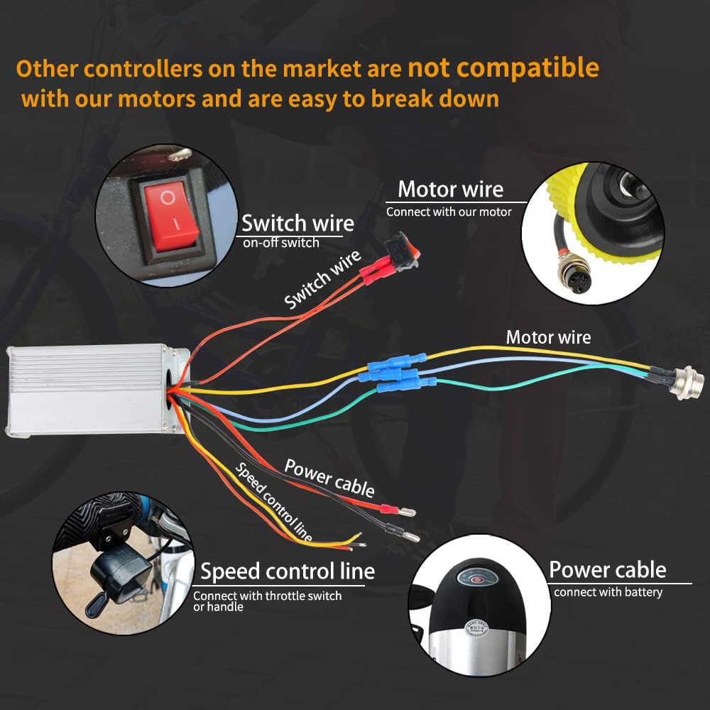 BAIZIFU DIY Electric Bike Conversion kit 250W Brushless Motor and Controller,Electric Bike Booster kit Waterproof Ebike Conversion Kit Friction Drive Bicycle Kit
