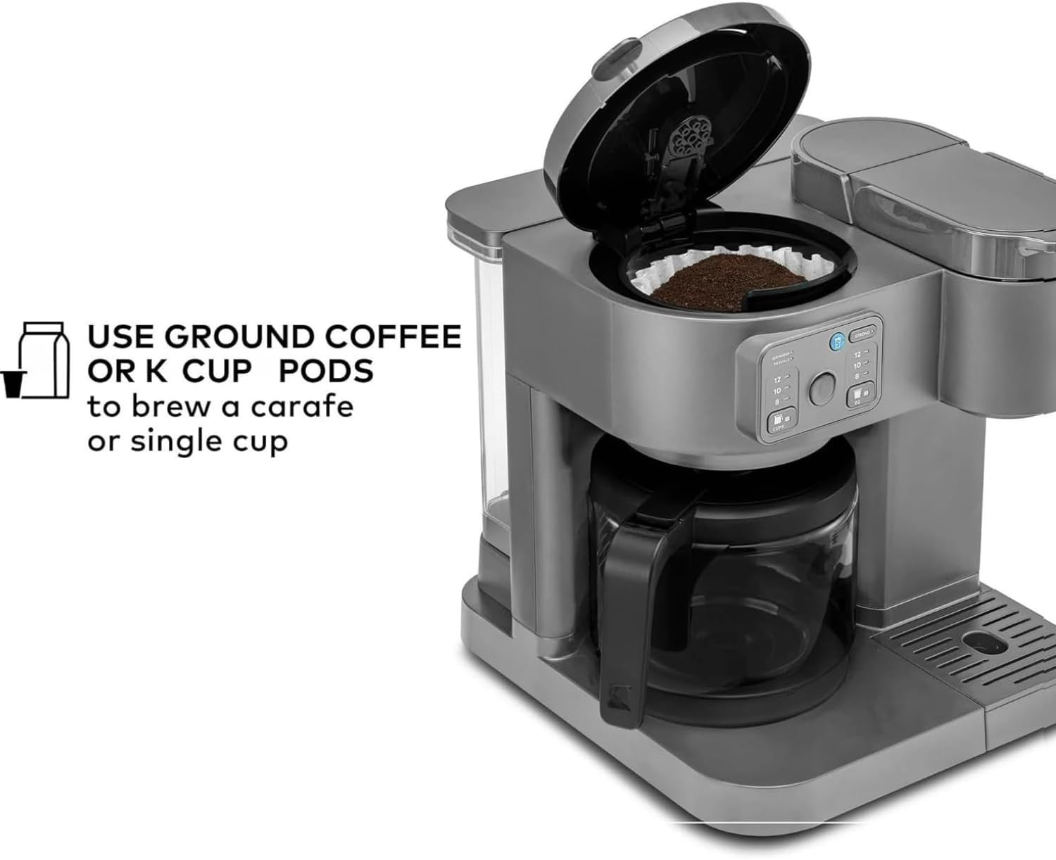 K-Duo Coffee Maker for Hot and Iced Drinks, Single Serve KCup Pod Brewer and 12 Cup Carafe Drip Coffee Pot, 60oz Water Reservoir,Pause & Pour Feature, Perfect for Home & Office Use (Moon Grey)