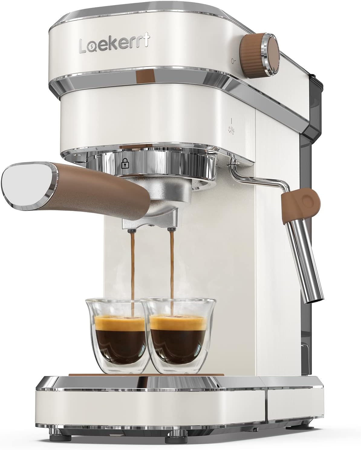 Espresso Machine, Expresso Coffee Machines for Home, 20 Bar Cafetera Espresso with Milk Frother Steam Wand, Compact Small Coffee Maker for Latte and Cappuccino (Pear White, Stainless Steel, Gift)
