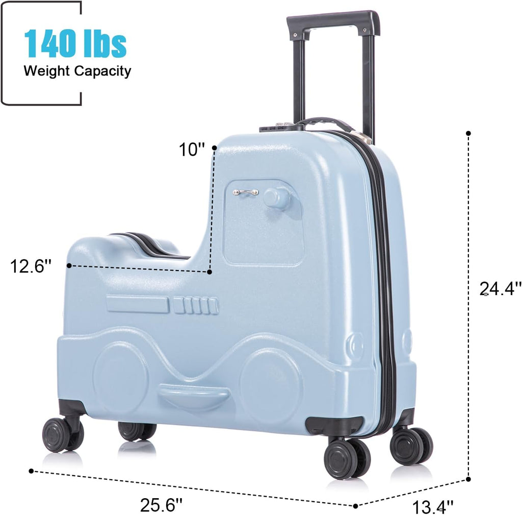 Apelila Checked Luggage for Kids - 24 Inch Ride On Horse Suitcase, Airplane Travel Trunk with Wheels, Pull Along Carry On Storage for Boys & Girls, Ideal for 3-5 Day Trips, Check-In Only
