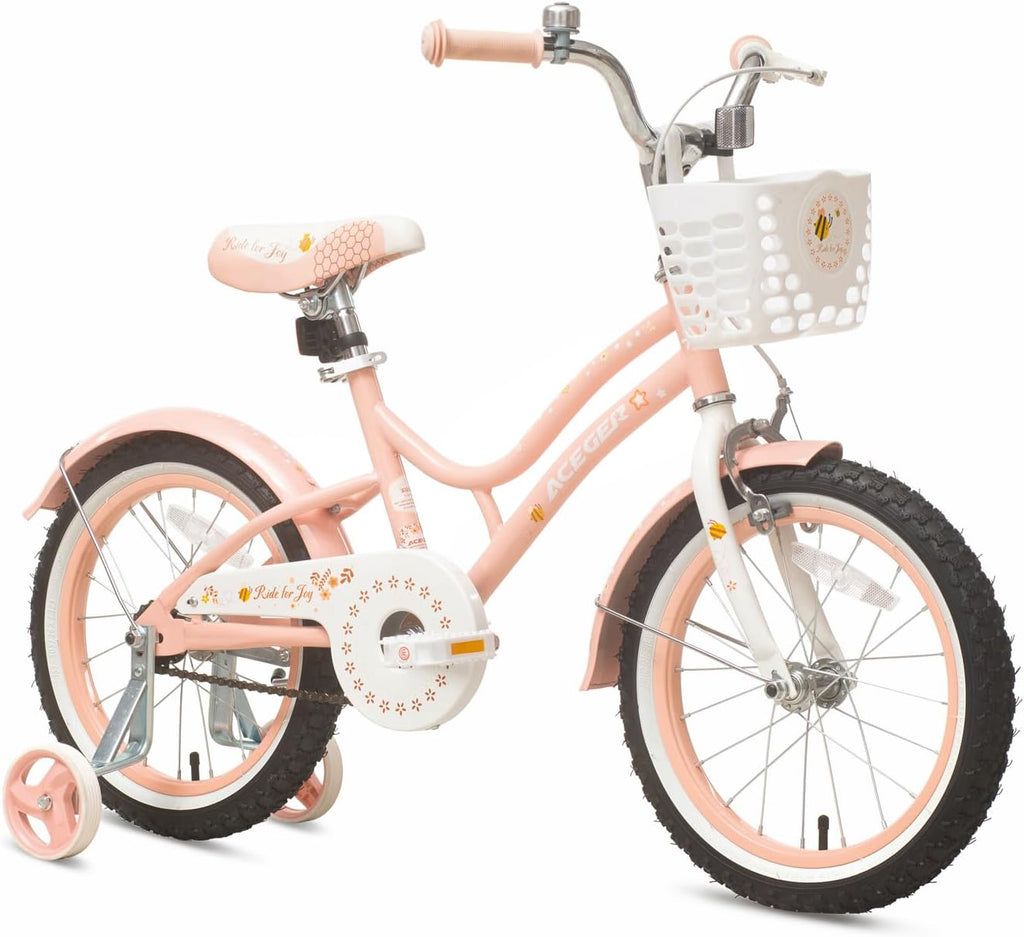 ACEGER Kids Bike for 2-14 Years Old, 12 14 16 18 Inch Girls Bike with Removable Training Wheels, 20 Inch Kid's Bicycle with Kickstand only, Adjustable Seat, Steel Frame & Dual Brakes