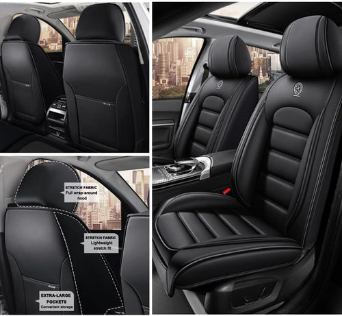 2 Seat Covers for BMW X7 2019-2024 Leather Car Seat Covers Waterproof Anti-Slip Soft Car Seat Protectors Comfort Premium Automotive Seat Covers with Airbag（Standard,Classic Black）
