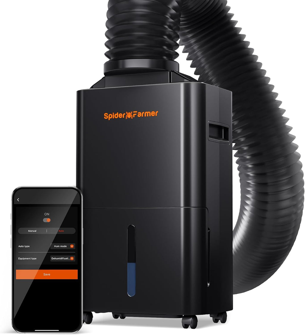 SPIDER FARMER Dehumidifier,38 Pints Plant Dehumidifier with Drain Hose,Temperature & Humidity Sensor Probe,24H Timer Function, Compressor Entfeuchter for Grow Tent,Home and Basement