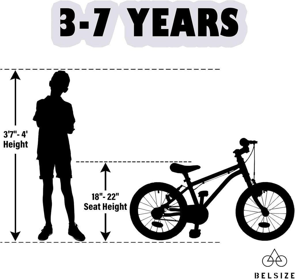 A11N SPORTS BELSIZE 16-Inch Belt-Drive Kid's Bike, Lightweight Aluminium Alloy Bicycle(only 12.57 lbs) for 3-7 Years Old
