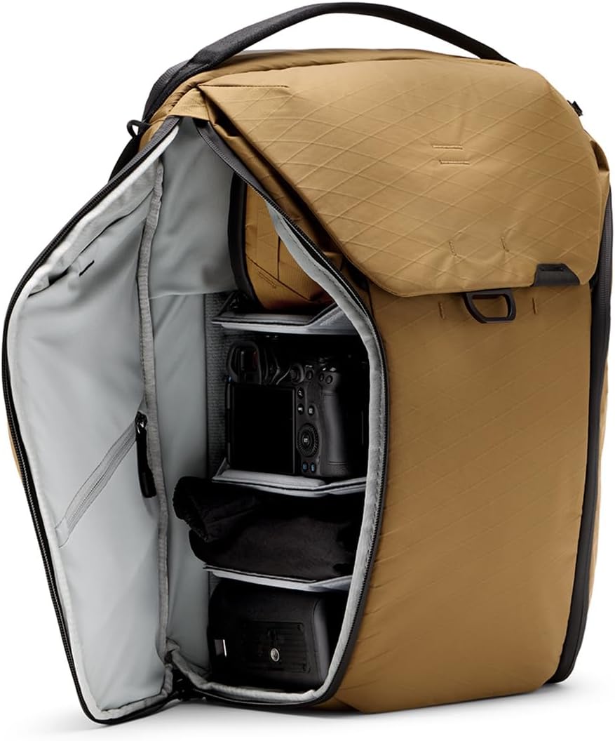 Peak Design Everyday Backpack 30L, Coyote, MagLatch Top, Dual Side Access, FlexFold Dividers, Fits 15' or 16' Laptop, For Camera Carry, Daily Commutes or Travel, Versatile Backpack for Men & Women