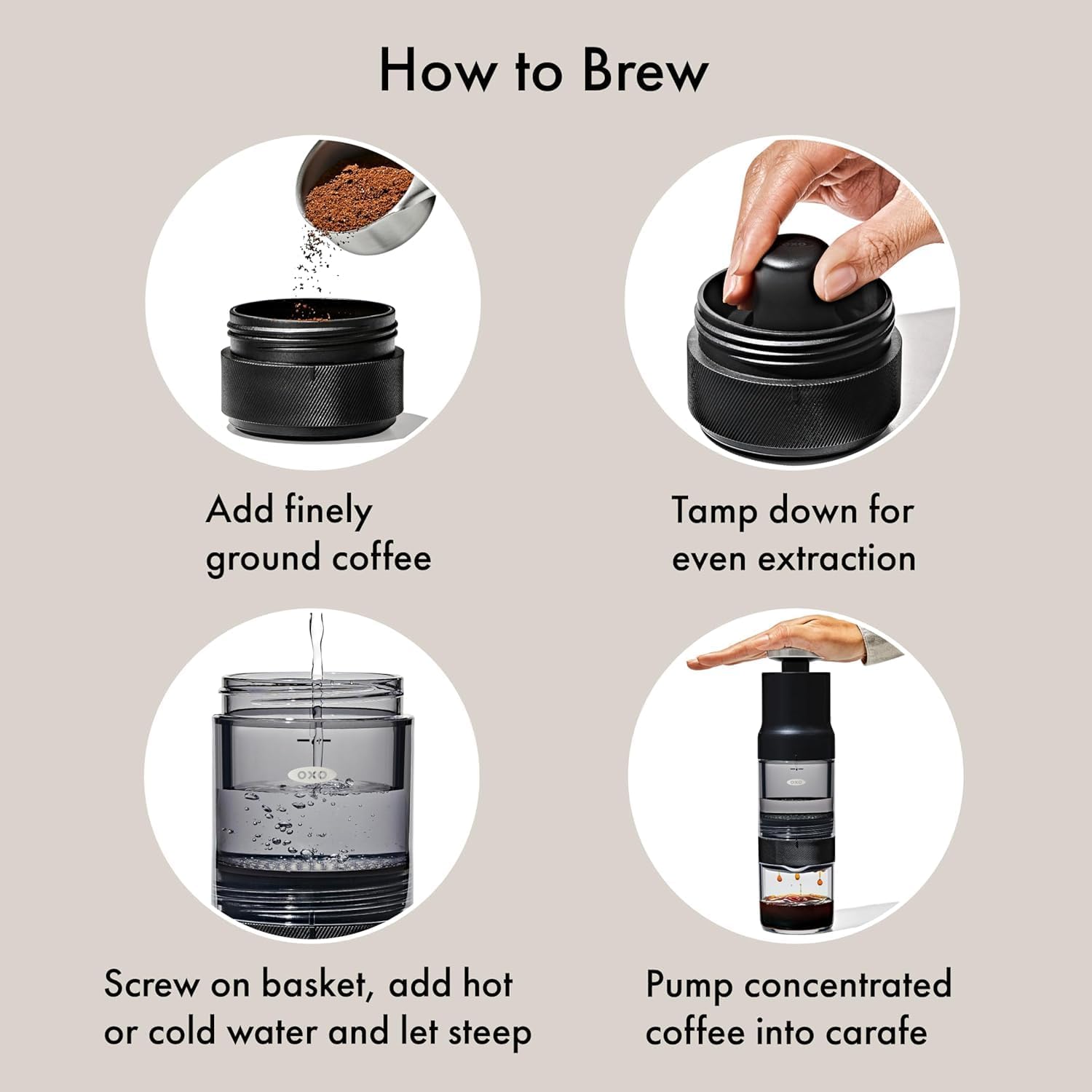 OXO Brew Rapid Brewer - Portable Coffee Maker,Fast Manual Hot & Cold Brew,Small Handheld Brewer,Compact Travel Coffee Maker,(Pack of 4)