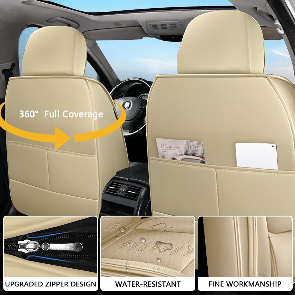 Front Seat Covers for Chevrolet 1500 1988-1999,Pick-up Truck Car Seat Cover,Truck Seat Cushion Covers with Airbag,Waterproof Automobile Seat Protectors for 1500(Beige,Deluxe)