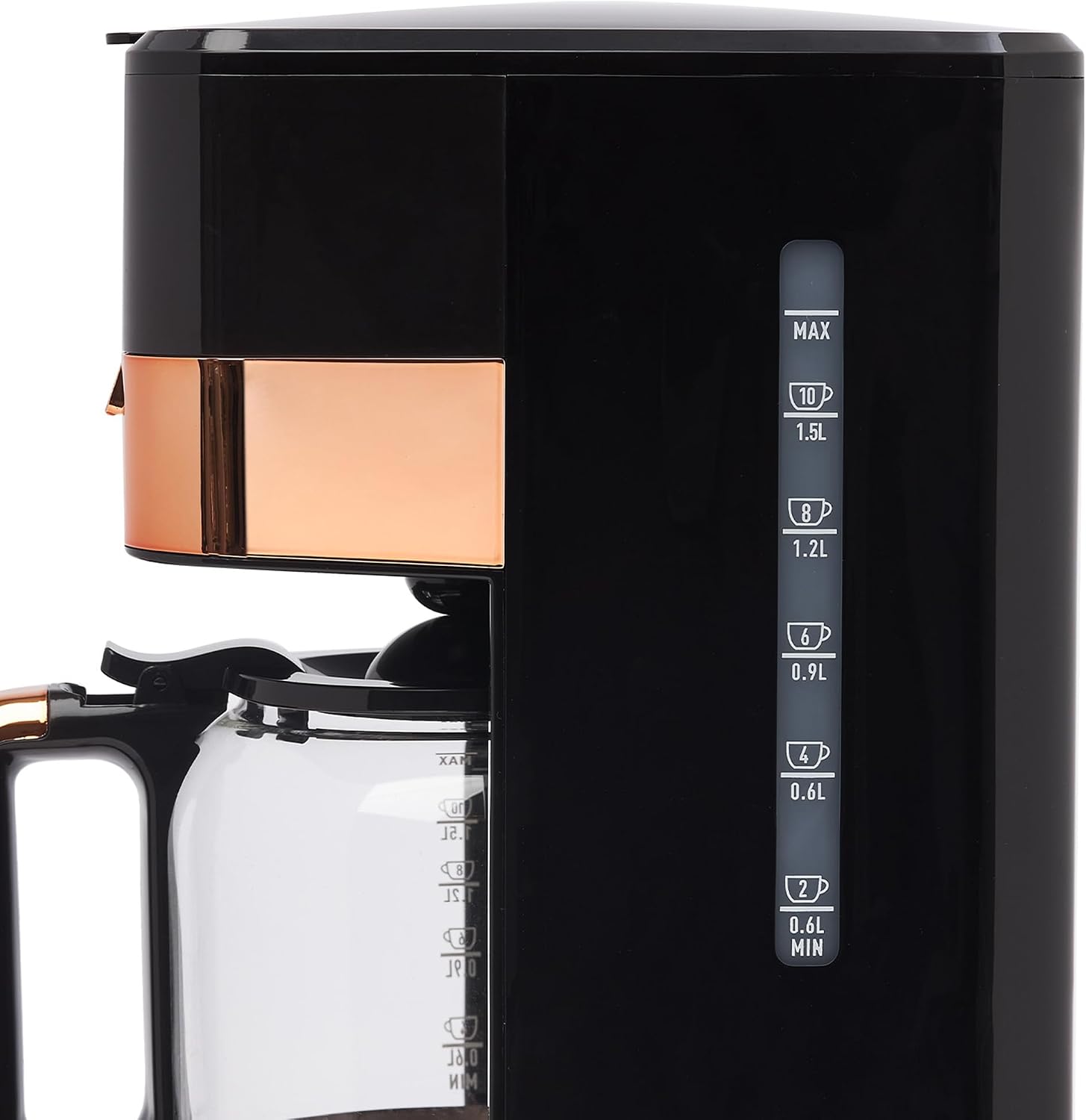 HADEN Quintessential 12 Cup Brew Coffee Maker, 120 Min Keep Warm, Delay Brew, Adjustable Strength, Programmable Clock, 30s Anti Drip, Black/Copper