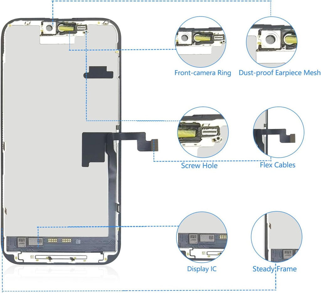 for iPhone 16 Pro Max Screen Replacement, 6.9 inch LCD Display 3D Touch Full HD Digitizer Frame Assembly, Compatible with A3296,A3084,A3295,A3297 Models, Repair Kit + Screen Tempered Protector