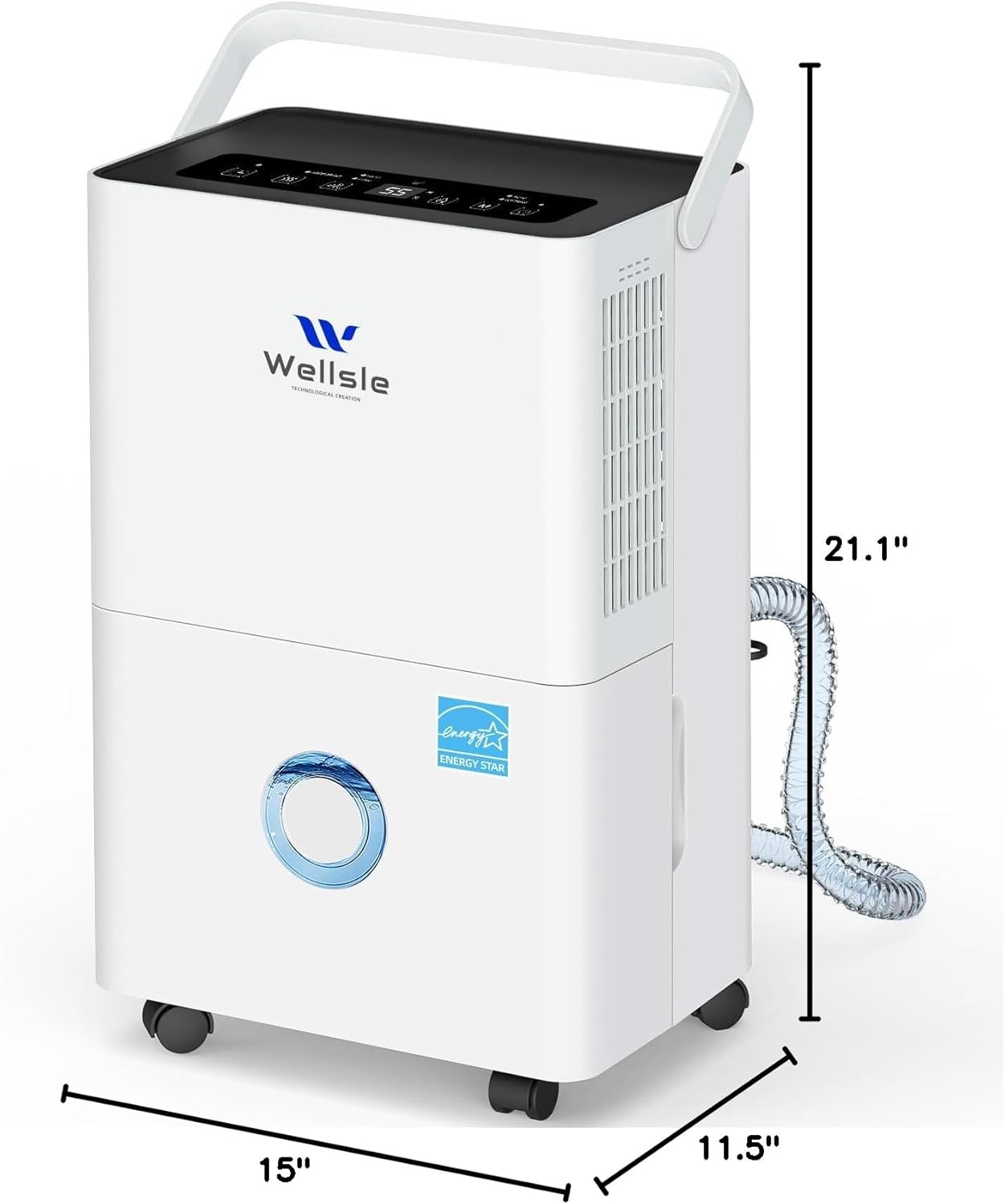 Energy Star Certified Dehumidifier for Home and Basement, Portable Dehumidifier with Drain Hose and Water Tank, Quiet Dehumidifiers for Bedroom, Living Room, Garage. (80 Pints)