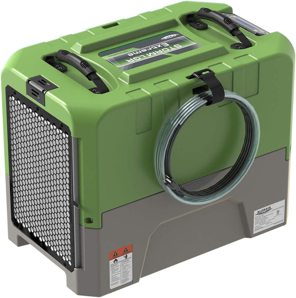 ALORAIR 180PPD LGR Commercial Dehumidifier with Pump for Basement Warehouse & Job Sites, Large Space Crawl Space Dehumidifier for Efficient Water Damage Restoration,5 Years Limited Warranty, Green