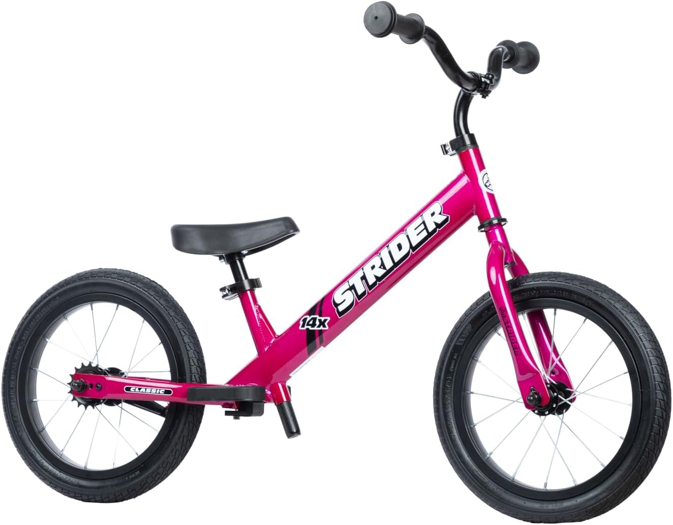 Strider 14x Classic, Balance Bike for Kids 3 to 6 Years - Includes Custom Grips, Padded Seat, Performance Footrest & All-Purpose Tires - Easy Assembly & Adjustments