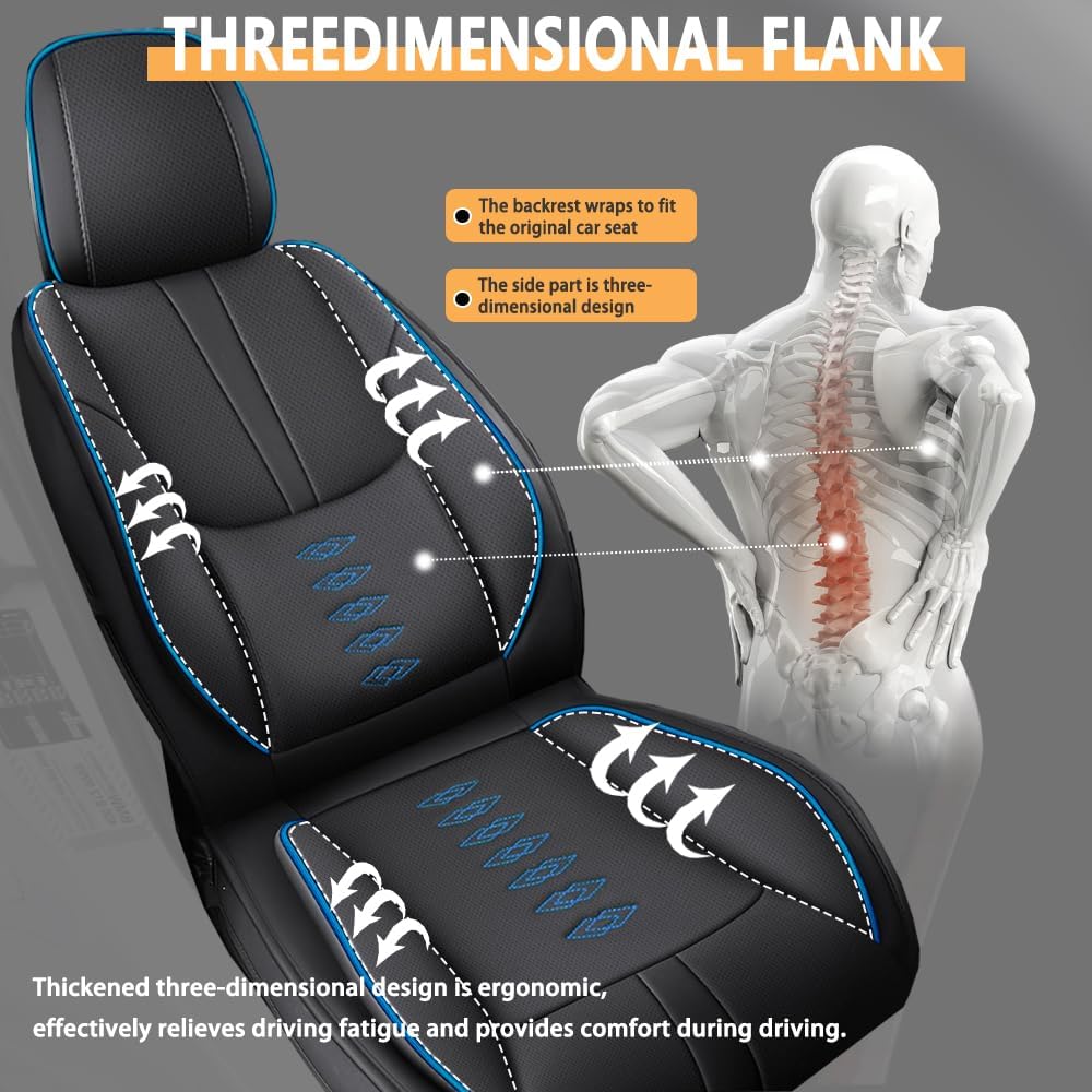 Full Set Seat Covers for Chevrolet 1500 1988-1999,Pick-up Truck Car Seat Cover,Truck Seat Cushion Covers with Airbag,Waterproof Automobile Seat Protectors for 1500(Black Blue,Standard)