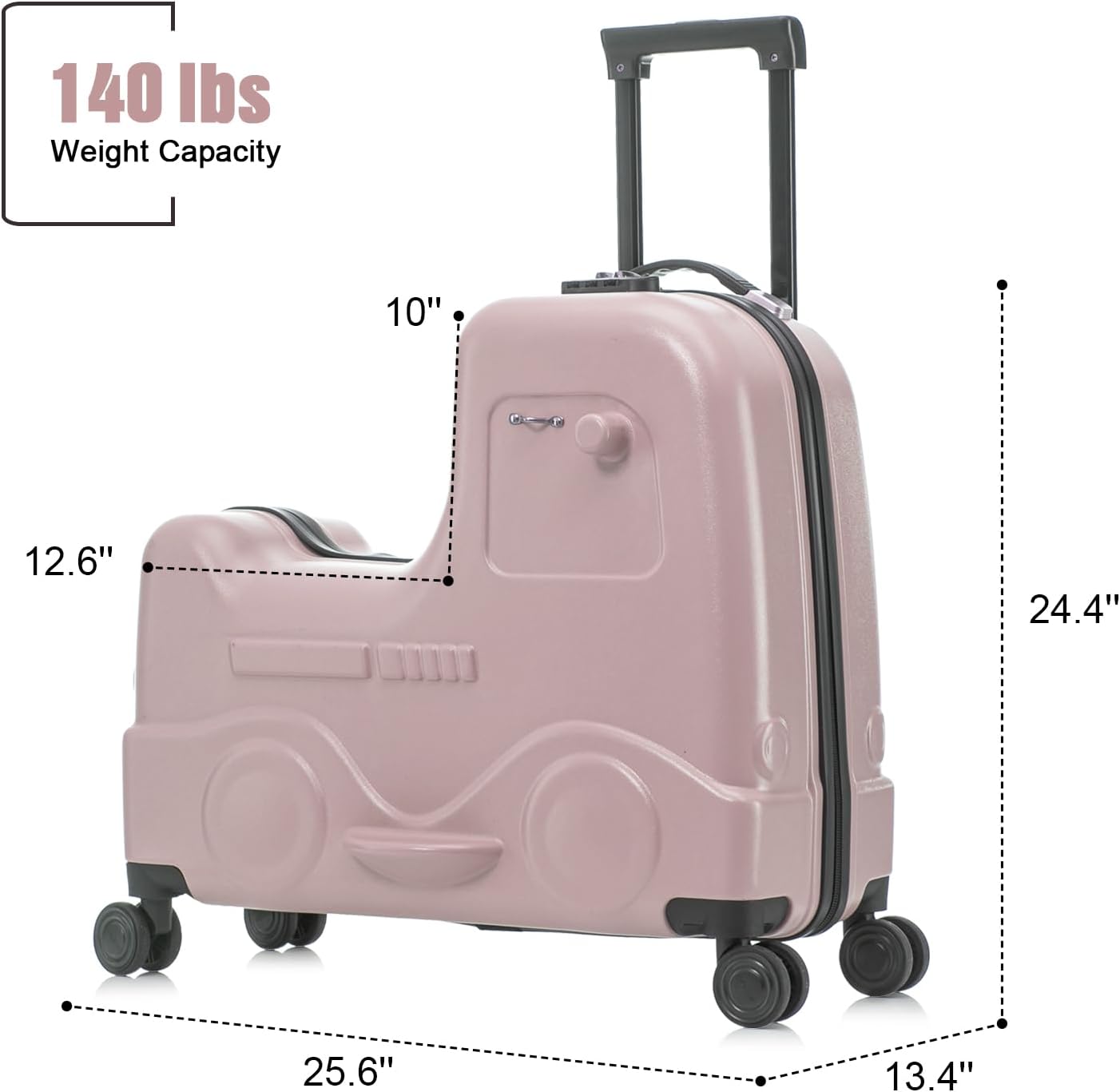 Apelila Checked Luggage for Kids - 24 Inch Ride On Suitcase, Airplane Travel Trunk with Wheels, Pull Along Carry On Storage for Boys & Girls Ages 2-8, Ideal for 3-5 Day Trips, Check-In Only